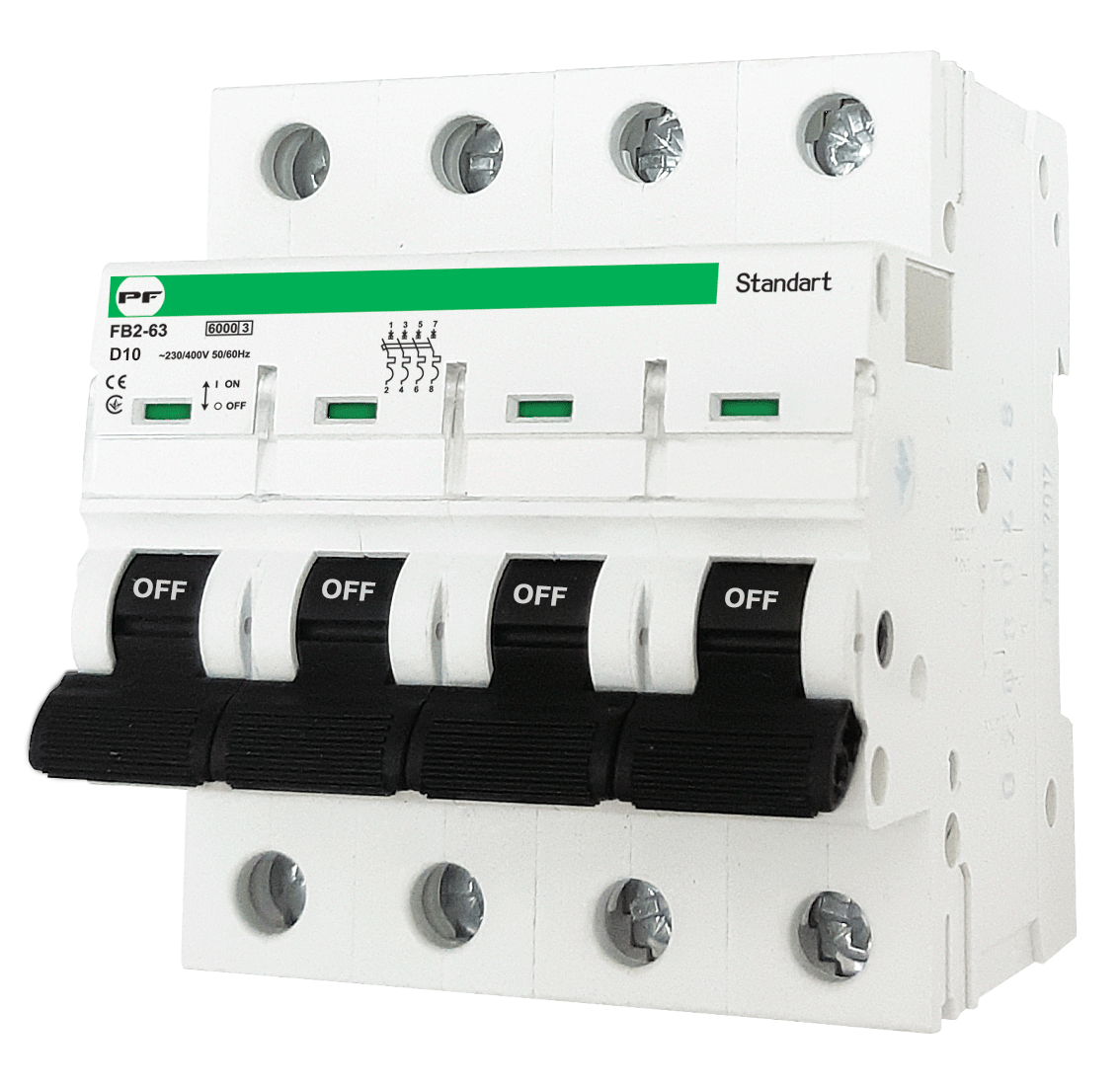 Moduliniai automatiniai jungikliai FB2-63 Standart 4P D10