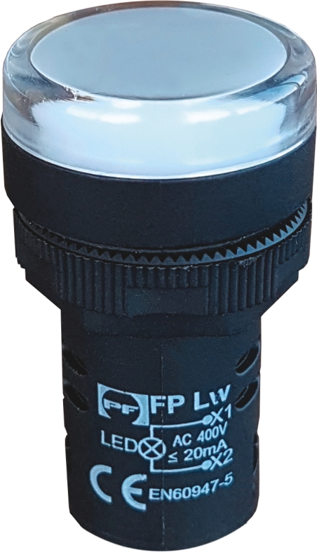 LED signalinė lemputė balta FPL230WE 230V AC/DC