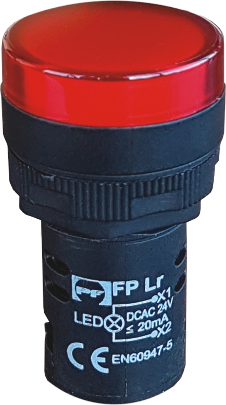 LED signalinė lemputė raudona FPL230RD 230V AC/DC
