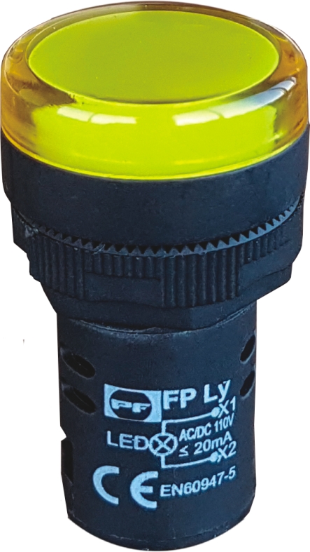 LED signalinė lemputė geltona FPL230YW 230V AC/DC