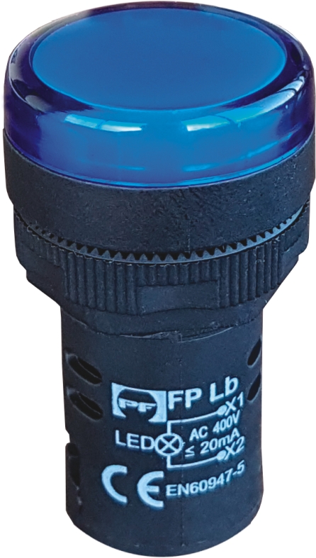 LED signalinė lemputė mėlyna FPL230BE 230V AC/DC