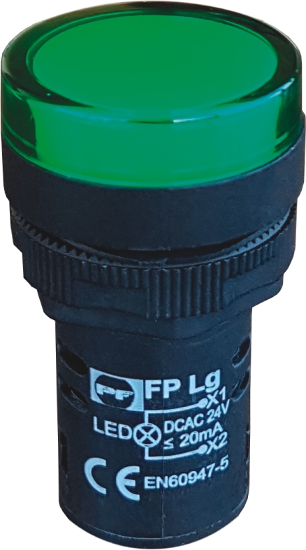 LED signalinė lemputė žalia FPL230GN 230V AC/DC